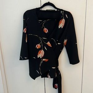Zara wrap blouse with flowers